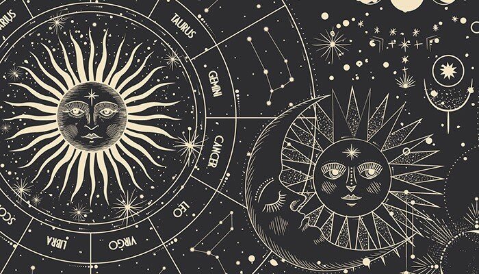 солнце и луна. зодиакальный круг